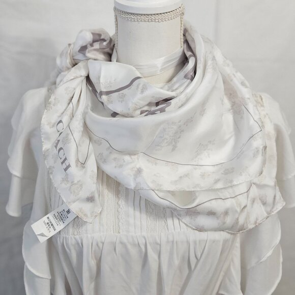 COACH Mini Vintage Rose Rexy Print Silk Square Scarf - Picture 6 of 10